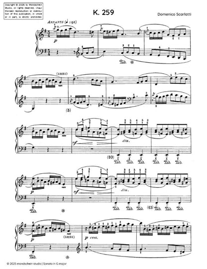 Scarlatti - Sonata in G major, K. 259 (PDF Sheet Music / Digital Download)