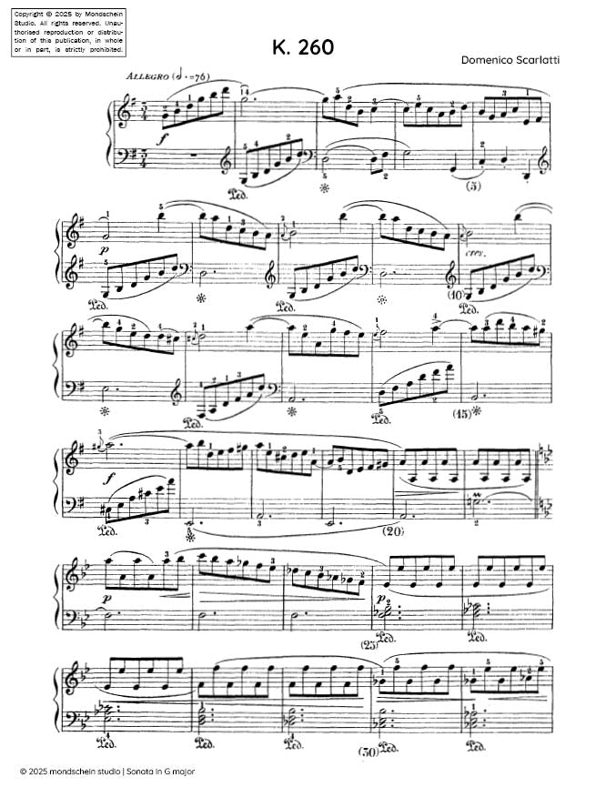 Scarlatti - Sonata in G major, K. 260 (PDF Sheet Music / Digital Download)