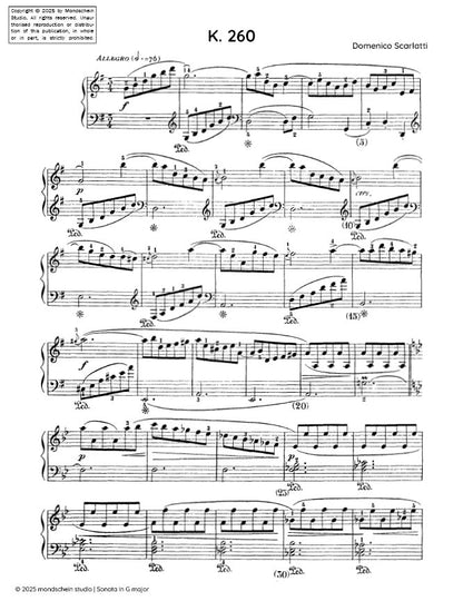 Scarlatti - Sonata in G major, K. 260 (PDF Sheet Music / Digital Download)