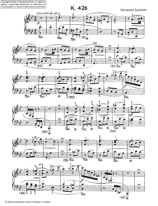 Scarlatti - Sonata in G minor, K. 426 (PDF Sheet Music / Digital Download)
