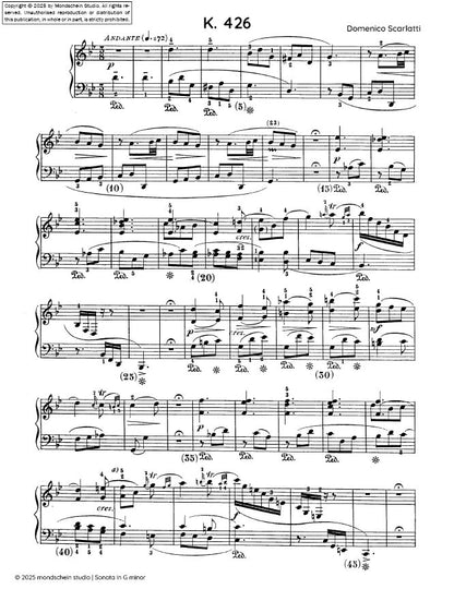 Scarlatti - Sonata in G minor, K. 426 (PDF Sheet Music / Digital Download)