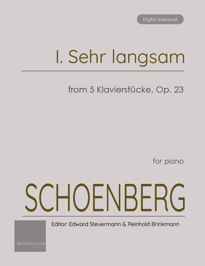 Schoenberg - I. Sehr langsam from 5 Klavierstücke, Op. 23 (PDF Sheet Music / Digital Download)