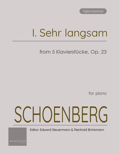 Schoenberg - I. Sehr langsam from 5 Klavierstücke, Op. 23 (PDF Sheet Music / Digital Download)