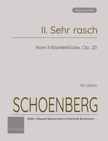 Schoenberg - II. Sehr rasch from 5 Klavierstücke, Op. 23 (PDF Sheet Music / Digital Download)