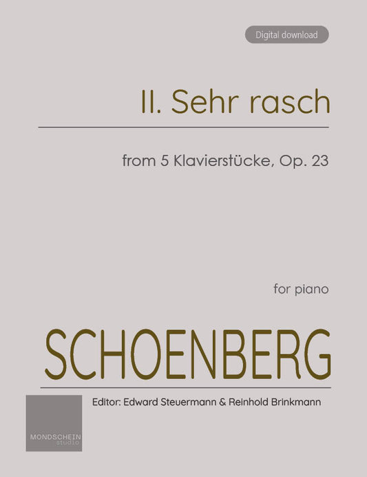 Schoenberg - II. Sehr rasch from 5 Klavierstücke, Op. 23 (PDF Sheet Music / Digital Download)