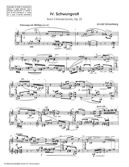 Schoenberg - IV. Schwungvoll from 5 Klavierstücke, Op. 23 (PDF Sheet Music / Digital Download)