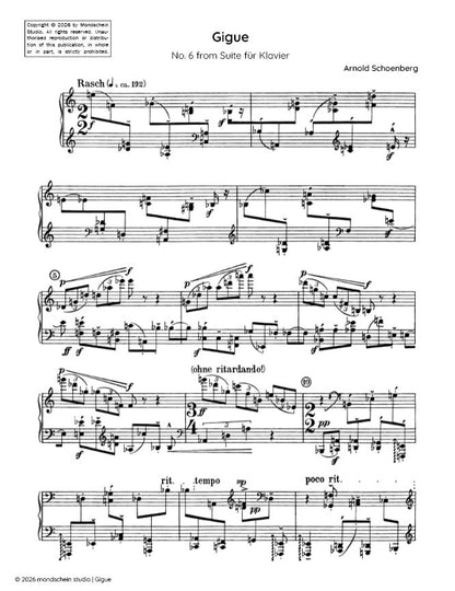 Schoenberg - Gigue, No. 6 from Suite für Klavier, Op. 25 (Suite for piano) (PDF Sheet Music / Digital Download)