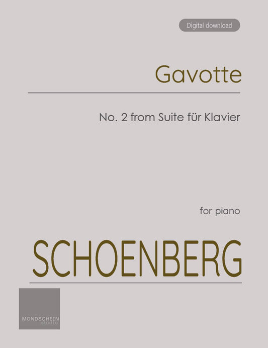 Schoenberg - Gavotte, No. 2 from Suite für Klavier, Op. 25 (Suite for piano) (PDF Sheet Music / Digital Download)