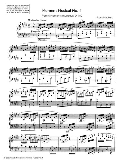 Schubert - Moment Musical No. 4 from 6 Moments Musicaux, D. 780 (PDF Sheet Music / Digital Download)