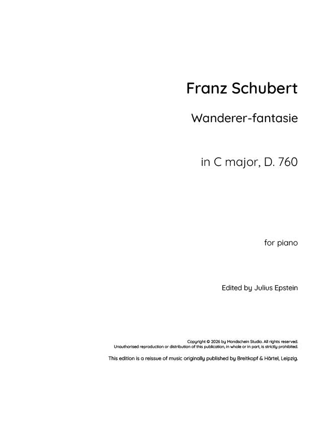 Schubert - Fantaisie Wanderer en ut majeur, D. 760 (Partition PDF / Téléchargement numérique)