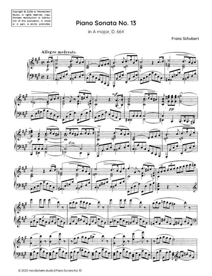 Schubert - Piano Sonata in A major, D. 664 (PDF Sheet Music / Digital Download)