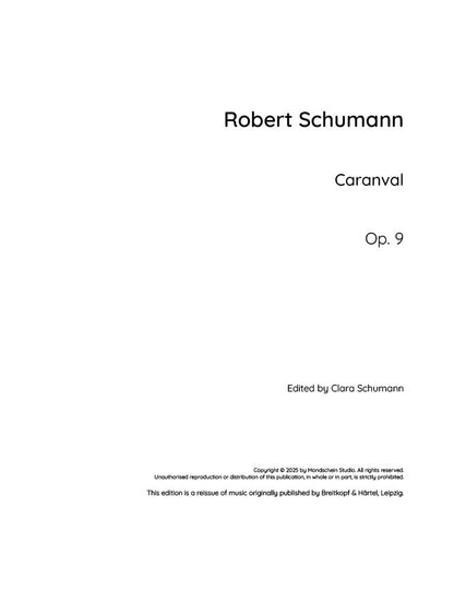 Schumann - Carnaval, Op. 9 (PDF Sheet Music / Digital Download)