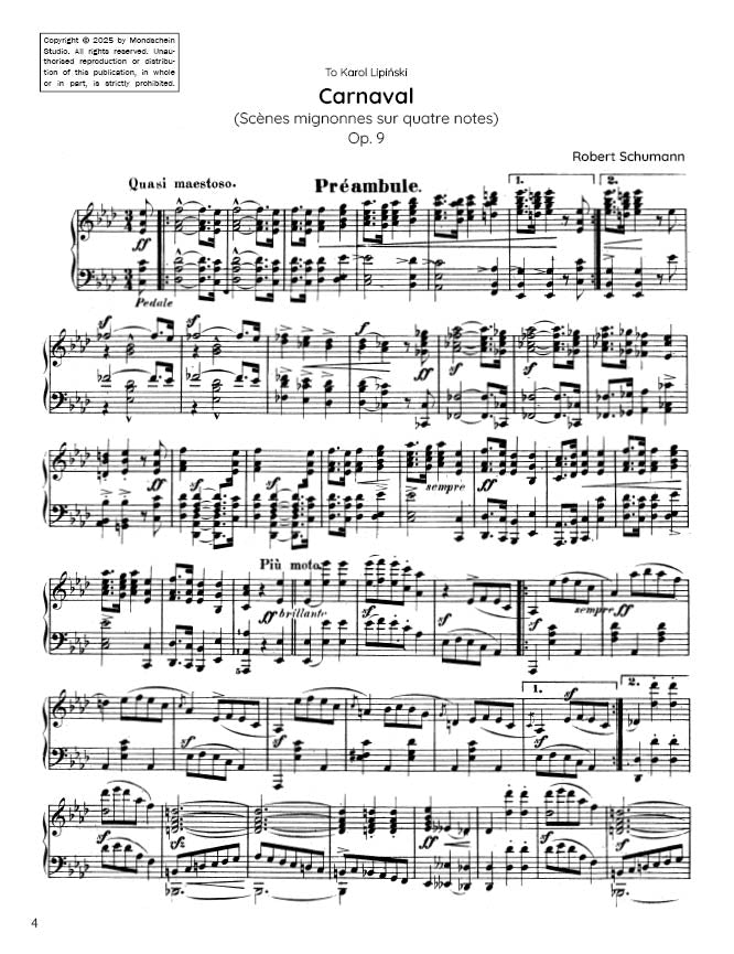 Schumann - Carnaval, Op. 9 (PDF Sheet Music / Digital Download)