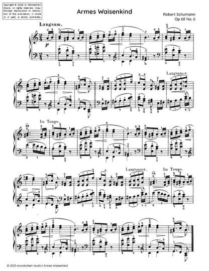 Schumann - Armes Waisenkind No. 6 from Album für die Jugend, Op. 68 (PDF Sheet Music / Digital Download)