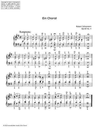 Schumann - Ein Choral No. 4 from Album für die Jugend, Op. 68 (PDF Sheet Music / Digital Download)