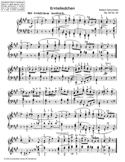 Schumann -  Ernteliedchen No. 24 from Album für die Jugend, Op. 68 (PDF Sheet Music / Digital Download)