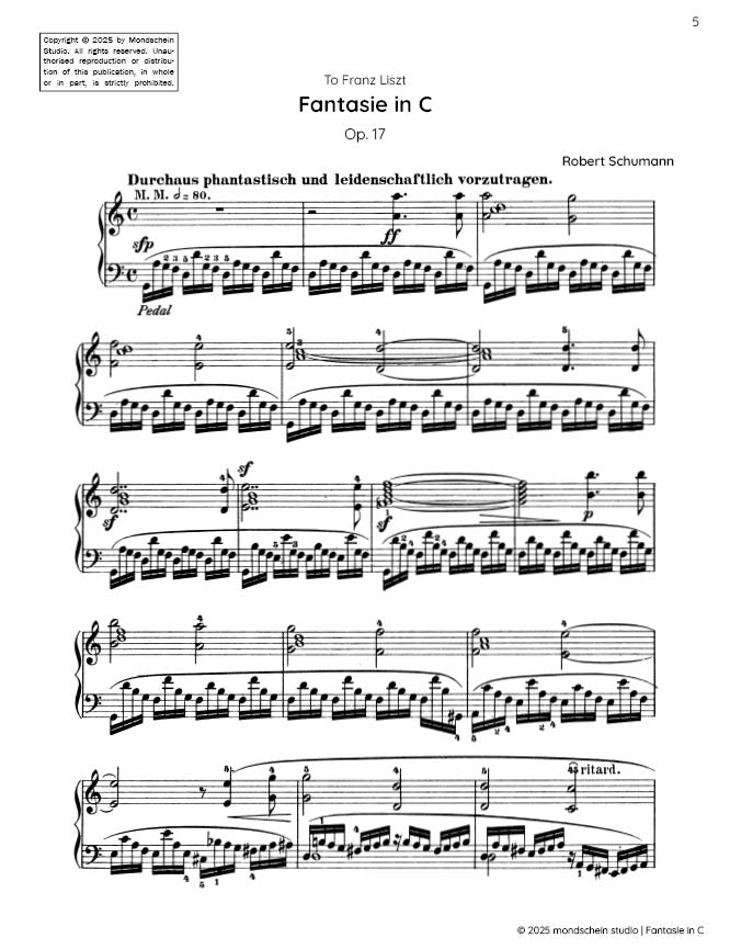 Schumann - Fantasie in C, Op. 17 (PDF Sheet Music / Digital Download)