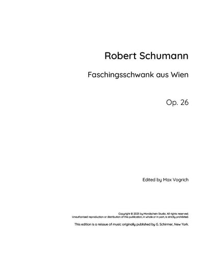 Schumann - Faschingsschwank aus Wien, Op. 26 (Partition PDF / Téléchargement numérique)