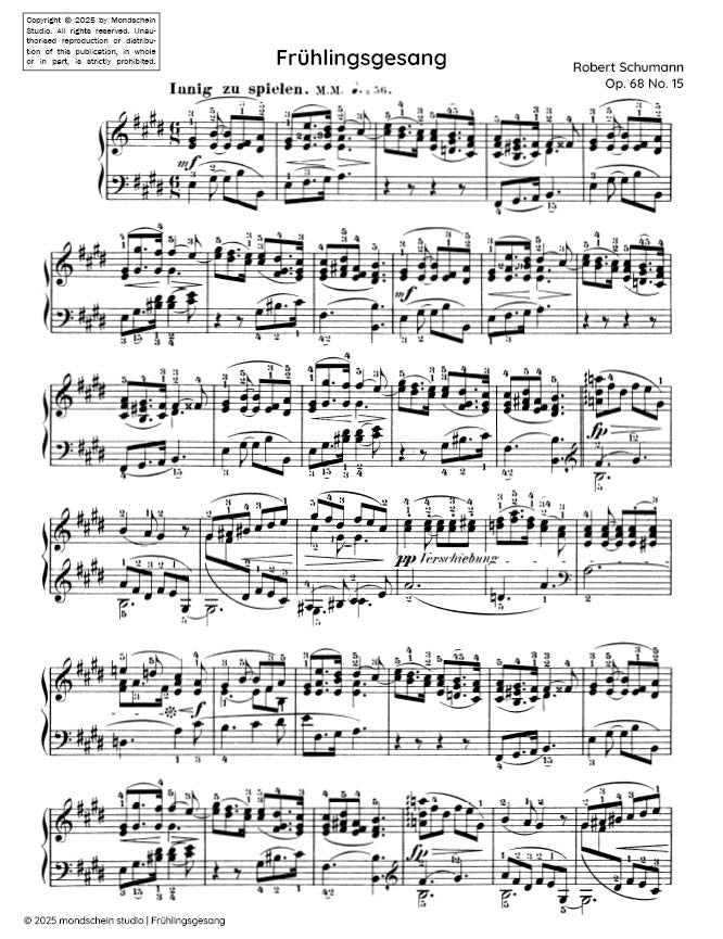 Schumann - Frühlingsgesang No. 15 from Album für die Jugend, Op. 68 (PDF Sheet Music / Digital Download)