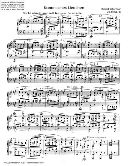 Schumann - Kanonisches Liedchen No. 27 from Album für die Jugend, Op. 68 (PDF Sheet Music / Digital Download)