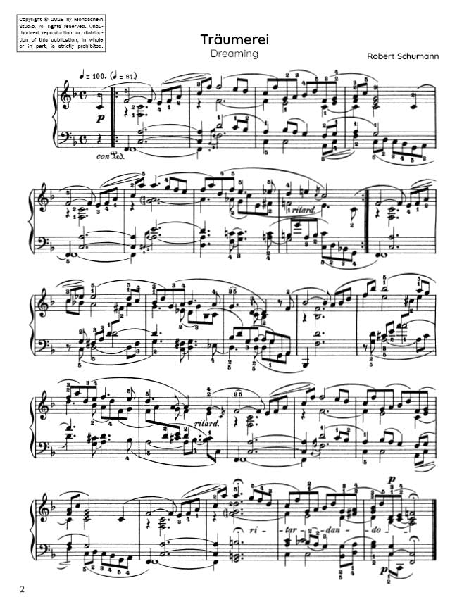 Schumann - Träumerei from Kinderszenen (Scenes from Childhood), Op. 15 (PDF Sheet Music / Digital Download)