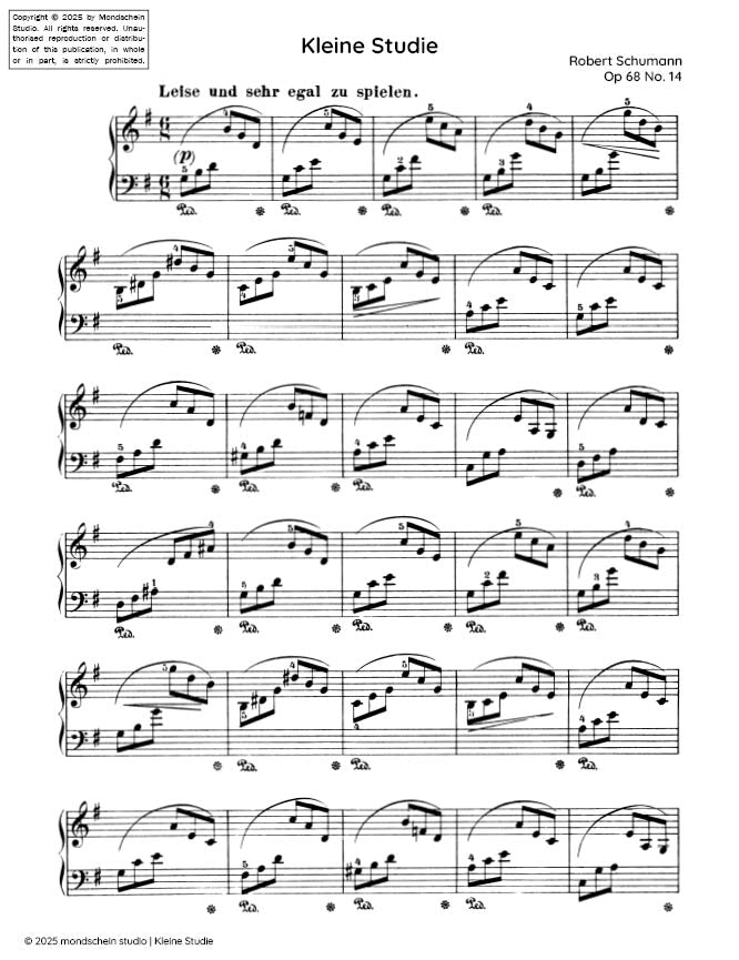 Schumann - Kleine Studie (Little etude) No. 4 from Album für die Jugend, Op. 68 (PDF Sheet Music / Digital Download)