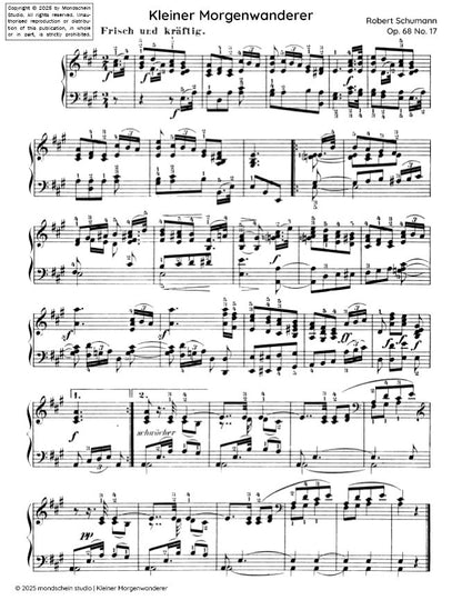 Schumann - Kleiner Morgenwanderer No. 17 from Album für die Jugend, Op. 68 (PDF Sheet Music / Digital Download)