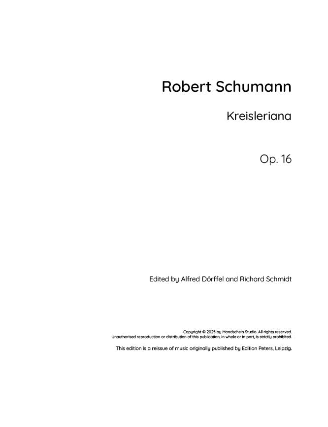 Schumann - Kreisleriana, Op. 16 (PDF Sheet Music / Digital Download)