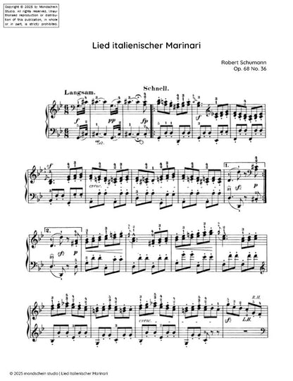 Schumann - Lied italienischer Marinari No. 36 from Album für die Jugend, Op. 68 (PDF Sheet Music / Digital Download)