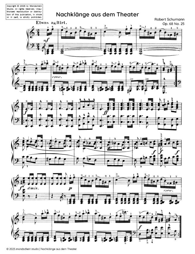 Schumann -  Nachklänge aus dem Theater (Echoes from the Theatre) No. 25 from Album für die Jugend, Op. 68 (PDF Sheet Music / Digital Download)