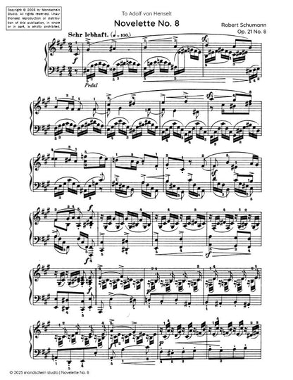 Schumann - Novelette No. 8 from 8 Novelettes, Op. 21 (PDF Sheet Music / Digital Download)