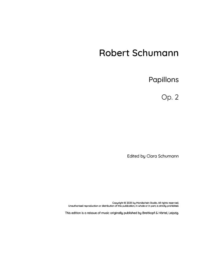 Schumann - Papillons, Op. 2 (PDF Sheet Music / Digital Download)