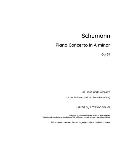 Schumann - Piano Concerto in A minor, Op. 54 (PDF Sheet Music / Digital Download)