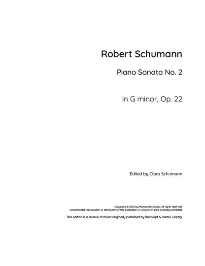 Schumann - Piano Sonata No. 2 in G minor, Op. 22 (PDF Sheet Music / Digital Download)