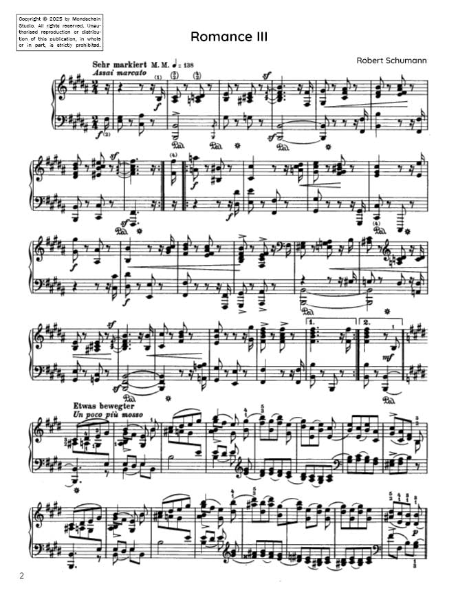 Schumann - Romance, Op. 28 No. 3 (PDF Sheet Music / Digital Download)