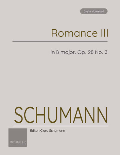 Schumann - Romance, Op. 28 No. 3 (PDF Sheet Music / Digital Download)