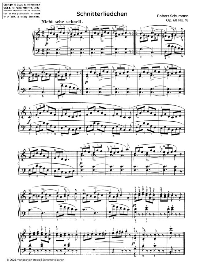 Schumann - Schnitterliedchen (The Reaper’s Song) No. 18 from Album für die Jugend, Op. 68 (PDF Sheet Music / Digital Download)