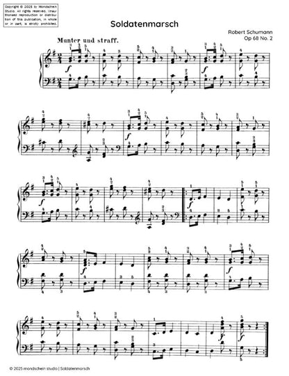 Schumann - Soldatenmarsch (Soldiers' march) No. 2 from Album für die Jugend, Op. 68 (PDF Sheet Music / Digital Download)
