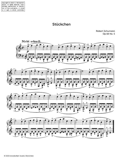 Schumann - Stückchen No. 5 from Album für die Jugend, Op. 68 (PDF Sheet Music / Digital Download)