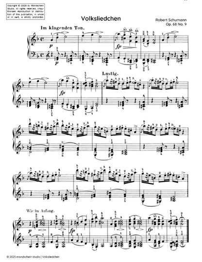 Schumann - Volksliedchen (Folk Song) No. 9 from Album für die Jugend, Op. 68 (PDF Sheet Music / Digital Download)