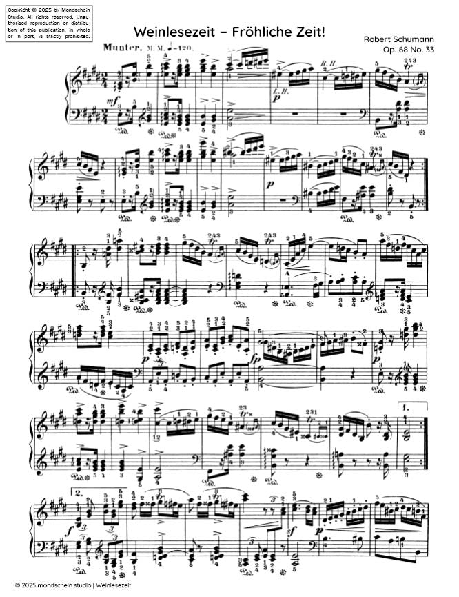Schumann - Weinlesezeit − Fröhliche Zeit! No. 33 from Album für die Jugend, Op. 68 (PDF Sheet Music / Digital Download)