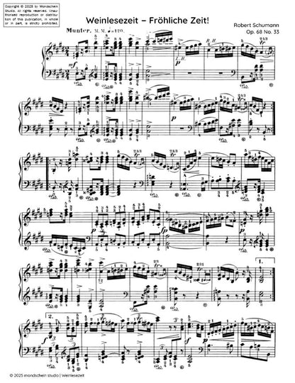 Schumann - Weinlesezeit − Fröhliche Zeit! No. 33 from Album für die Jugend, Op. 68 (PDF Sheet Music / Digital Download)