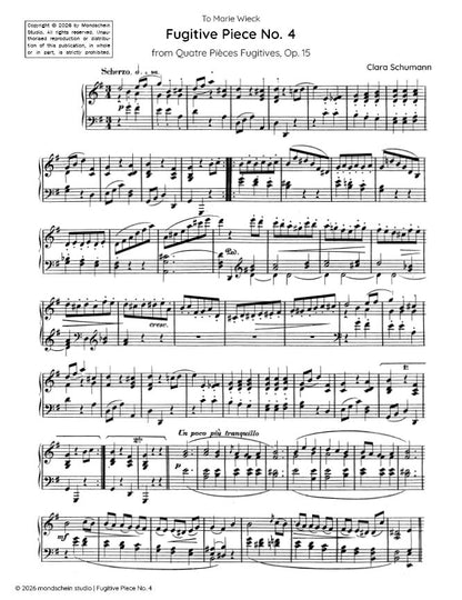 Schumann, C - Fugitive Piece No. 4 from Quatre Pièces Fugitives, Op. 15 (PDF Sheet Music / Digital Download)