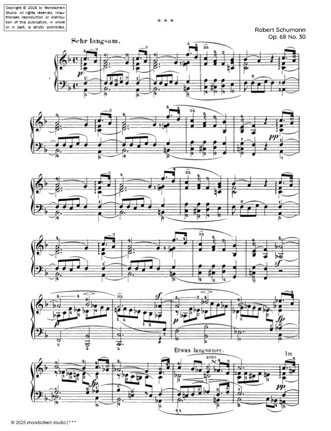 Schumann - * * * (untitled) No. 30 from Album für die Jugend, Op. 68 (PDF Sheet Music / Digital Download)