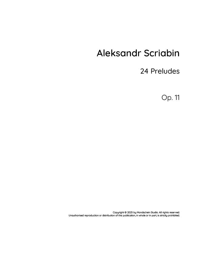 Scriabin - Preludes, Op. 11 (PDF Sheet Music / Digital Download)