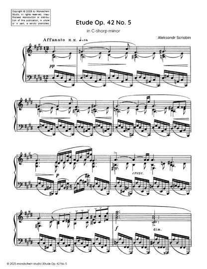 Scriabin - Etude in C-sharp minor, Op. 42 No. 5 (PDF Sheet Music / Digital Download)