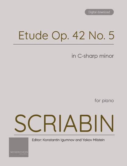 Scriabin - Etude in C-sharp minor, Op. 42 No. 5 (PDF Sheet Music / Digital Download)