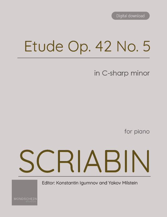 Scriabin - Etude in C-sharp minor, Op. 42 No. 5 (PDF Sheet Music / Digital Download)