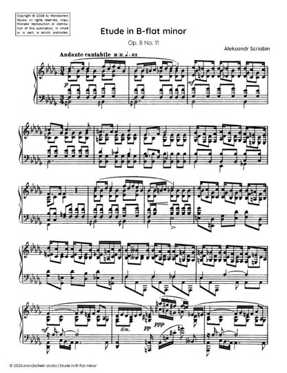 斯克里亚宾 - b小调练习曲，作品8第11号 (PDF活页乐谱/数字下载)
