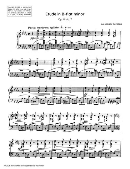 斯克里亚宾 - b小调练习曲，作品8第7首 (PDF乐谱/数字下载)